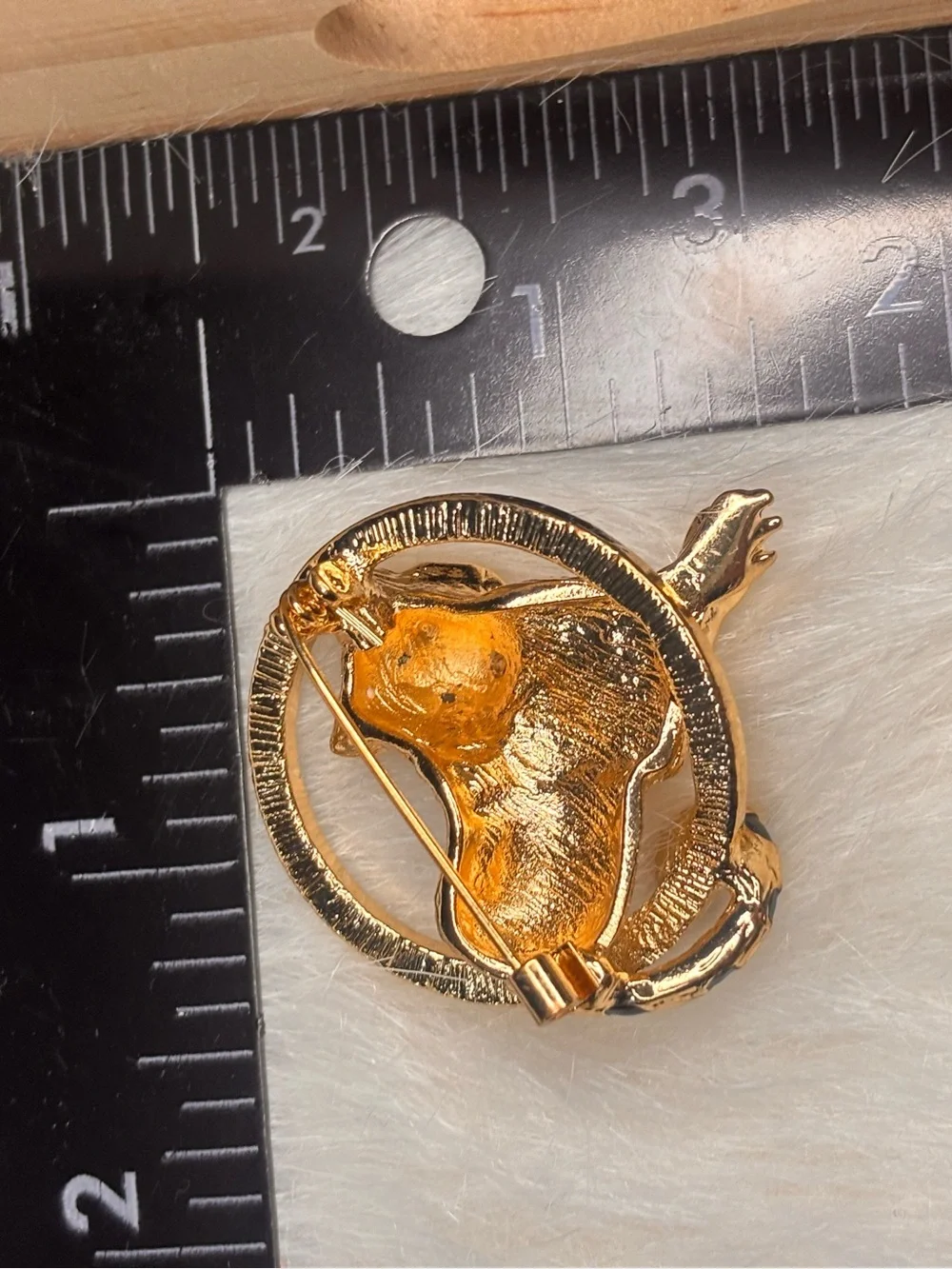 Gold & Black Tiger Rhinestone Brooch